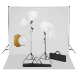Set studio foto cu lămpi, umbrele, fundal și reflector GartenMobel Dekor