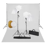 Set studio foto cu lămpi, umbrele, fundal și reflector GartenMobel Dekor