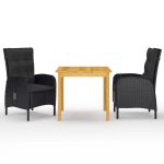 Set mobilier de grădină, 3 piese, negru GartenMobel Dekor
