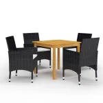 Set mobilier de grădină, 5 piese, negru GartenMobel Dekor