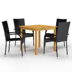 Set mobilier de grădină, 5 piese, negru GartenMobel Dekor