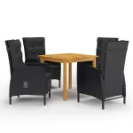 Set mobilier de grădină, 5 piese, negru GartenMobel Dekor