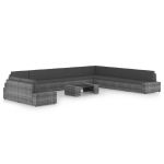 Set mobilier de grădină cu perne, 11 piese, gri, poliratan GartenMobel Dekor