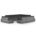 Set mobilier de grădină cu perne, 12 piese, gri, poliratan GartenMobel Dekor