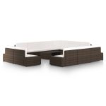 Set mobilier de grădină cu perne, 12 piese, maro, poliratan GartenMobel Dekor