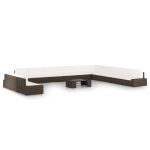 Set mobilier de grădină cu perne, 14 piese, maro, poliratan GartenMobel Dekor