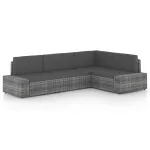 Set mobilier de grădină cu perne, 4 piese, gri, poliratan GartenMobel Dekor