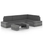Set mobilier de grădină cu perne, 5 piese, gri, poliratan GartenMobel Dekor