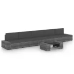 Set mobilier de grădină cu perne, 6 piese, gri, poliratan GartenMobel Dekor