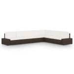 Set mobilier de grădină cu perne, 6 piese, maro, poliratan GartenMobel Dekor