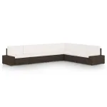 Set mobilier de grădină cu perne, 6 piese, maro, poliratan GartenMobel Dekor