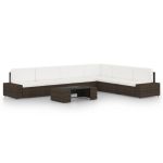 Set mobilier de grădină cu perne, 7 piese, maro, poliratan GartenMobel Dekor