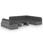 Set mobilier de grădină cu perne, 8 piese, gri, poliratan GartenMobel Dekor