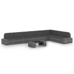 Set mobilier de grădină cu perne, 8 piese, gri, poliratan GartenMobel Dekor