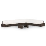 Set mobilier de grădină cu perne, 9 piese, maro, poliratan GartenMobel Dekor