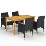 Set mobilier de grădină, 5 piese, negru GartenMobel Dekor