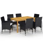 Set mobilier de grădină, 7 piese, negru GartenMobel Dekor