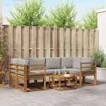 Set de canapele de exterior 7 pcs Gri natural și deschis GartenMobel Dekor