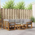 Set de canapele de exterior 7 pcs Gri natural și deschis GartenMobel Dekor