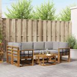 Set de canapele de exterior 7 pcs Gri natural și deschis GartenMobel Dekor