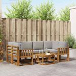 Set de canapele de exterior 7 pcs Gri natural și deschis GartenMobel Dekor