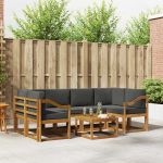 Set de canapele de exterior cu pernă 7 pcs Natural și Antracit GartenMobel Dekor