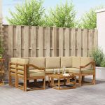 Set de canapele de exterior cu pernă 7 pcs Natural și Bej GartenMobel Dekor