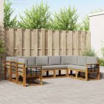 Set de canapele de exterior 9 pcs Gri natural și deschis GartenMobel Dekor
