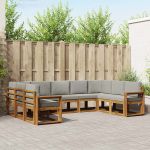 Set de canapele de exterior 9 pcs Gri natural și deschis GartenMobel Dekor