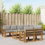 Set de canapele de exterior 9 pcs Gri natural și deschis GartenMobel Dekor