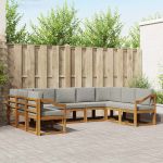 Set de canapele de exterior 9 pcs Gri natural și deschis GartenMobel Dekor