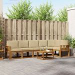 Set de canapele de exterior cu pernă 7 pcs Natural și Bej GartenMobel Dekor