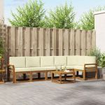 Set de canapele de exterior cu pernă 7 pcs Natural și Crem GartenMobel Dekor