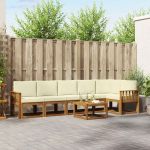 Set de canapele de exterior cu pernă 7 pcs Natural și Crem GartenMobel Dekor