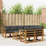 Set de canapele de exterior cu pernă 9 pcs Natural și Antracit GartenMobel Dekor