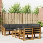 Set de canapele de exterior cu pernă 9 pcs Natural și Antracit GartenMobel Dekor