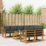 Set de canapele de exterior cu pernă 9 pcs Natural și Antracit GartenMobel Dekor