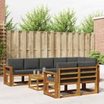 Set de canapele de exterior cu pernă 9 pcs Natural și Antracit GartenMobel Dekor