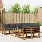 Set de canapele de exterior cu pernă 9 pcs Natural și Antracit GartenMobel Dekor