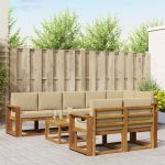 Set de canapele de exterior cu pernă 9 pcs Natural și Bej GartenMobel Dekor