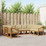 Set de canapele de exterior cu pernă 9 pcs Natural și Bej GartenMobel Dekor