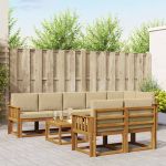 Set de canapele de exterior cu pernă 9 pcs Natural și Bej GartenMobel Dekor