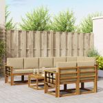 Set de canapele de exterior cu pernă 9 pcs Natural și Bej GartenMobel Dekor