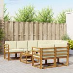Set de canapele de exterior cu pernă 9 pcs Natural și Crem GartenMobel Dekor