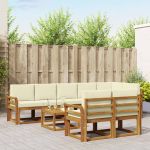 Set de canapele de exterior cu pernă 9 pcs Natural și Crem GartenMobel Dekor