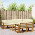 Set de canapele de exterior cu pernă 9 pcs Natural și Crem GartenMobel Dekor