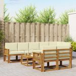 Set de canapele de exterior cu pernă 9 pcs Natural și Crem GartenMobel Dekor