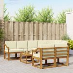 Set de canapele de exterior cu pernă 9 pcs Natural și Crem GartenMobel Dekor