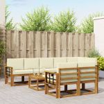 Set de canapele de exterior cu pernă 9 pcs Natural și Crem GartenMobel Dekor