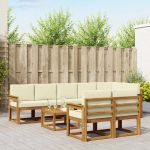 Set de canapele de exterior cu pernă 9 pcs Natural și Crem GartenMobel Dekor